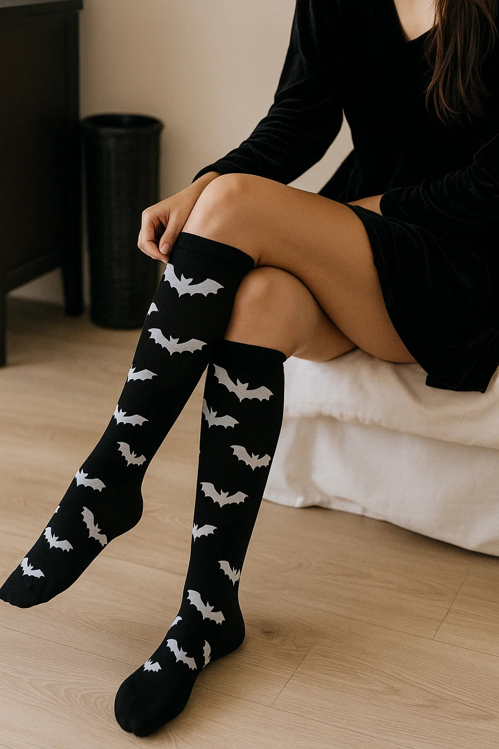Halloween Skeleton Bat Spider Web Knee-High Socks